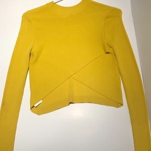 H&M Crop Top Long Sleeve Mustard Color Size 4